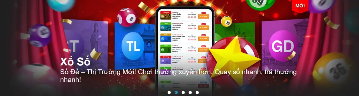 Sảnh xổ số W88 với các thị trường số đề quay nhanh trên điện thoại